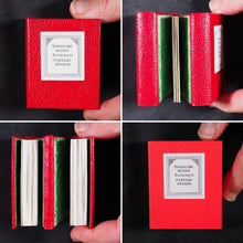 Load image into Gallery viewer, Levitan, Kalman. Miniature Books relating to Postage Stamps. Two volumes. 1983. with, Soliloquy of a Postage Stamp by Ernest W. Brady. Keepsake for Friends. 6 printed pages. 1978. Black Cat Press. Skokie. Illinois. Dos-a-dos-a-dos binding.