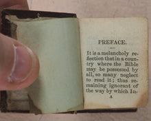 Load image into Gallery viewer, Bible in Miniature or a Concise History of Both Testaments. McDowall, T. & W. Edinburgh. Circa 1845.>>Miniature Scottish Thumb-Bible with rare green title-page<<