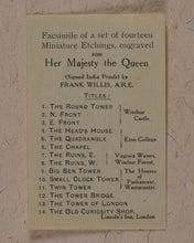 Load image into Gallery viewer, Willis, Frank (1865-1932). Original Set of Signed Artist's India Proof Miniature Line Engravings for H.M.Queen Mary. Willis, Frank (1865-1932). Whitstable, Kent. 1923.
