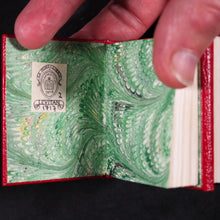 Load image into Gallery viewer, Levitan, Kalman. Miniature Books relating to Postage Stamps. Two volumes. 1983. with, Soliloquy of a Postage Stamp by Ernest W. Brady. Keepsake for Friends. 6 printed pages. 1978. Black Cat Press. Skokie. Illinois. Dos-a-dos-a-dos binding.