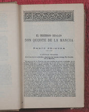 Load image into Gallery viewer, Cervantes Saavedra, Miguel de. Ingenioso Hidalgo Don Quixote de la Mancha. Edicion microscopica illustrada dibujos de M. Angel, grabados por Carratero y Sampietro. Saturnino Calleja. Calle de Valencia num. 28. Madrid. 1903.
