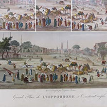 Load image into Gallery viewer, Hand-coloured copper engraving (#10 of 48) from the GRANDEST BOOK of VIEWS OF CONSTANTINOPLE."Grand Place de l'Hippodrome à Constantinople". Duplessis Bertaux & François Denis Née (Engravers), Antoine Ignace Melling (Artist). 1819