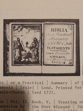 Load image into Gallery viewer, Biblia or a Practical Summary of Old &amp; New Testaments. 1728. Wilkin, R. [London]. 1727. Underlined in red and hand corrected to 1728. Red binding.
