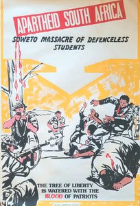 Soweto Massacre  [Anti-Apartheid poster]. National Committee on Apartheid. [Circa 1977].>>Shocking unrecorded political silk-screen poster<<