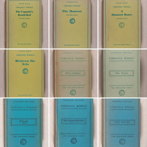 Virginia Woolf. Collected works of Virginia Woolf - every first Uniform Edition,  in original dust-jackets. Hogarth Press. 52 Tavistock Square. London.  1929-1950.