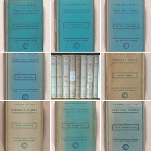 Virginia Woolf. Collected works of Virginia Woolf - every first Uniform Edition,  in original dust-jackets. Hogarth Press. 52 Tavistock Square. London.  1929-1950.