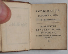 Load image into Gallery viewer, Thumb Bible. Verbum Sempiternum. Printed by F. Collins for T. Ilive at the Nag's Head, in Jewen-street Re-printed by W. Davy, [London]. 1818.
