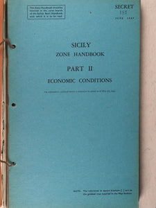 Sicily Zone Handbook. June, 1943. Box 99, Western Central District Office, New Oxford Street, W.C.1. >>Extremely rare, pre-invasion, secret, publication.<<