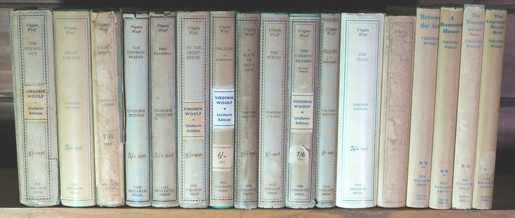 Virginia Woolf. Collected works of Virginia Woolf - every first Uniform Edition,  in original dust-jackets. Hogarth Press. 52 Tavistock Square. London.  1929-1950.