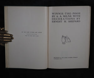 Winnie the Pooh MILNE, A.A. (1882-1956), [SHEPARD, Ernest H., illustrator] Published by London: Methuen & Co. Ltd., 1926 HARDCOVER. Very good condition.