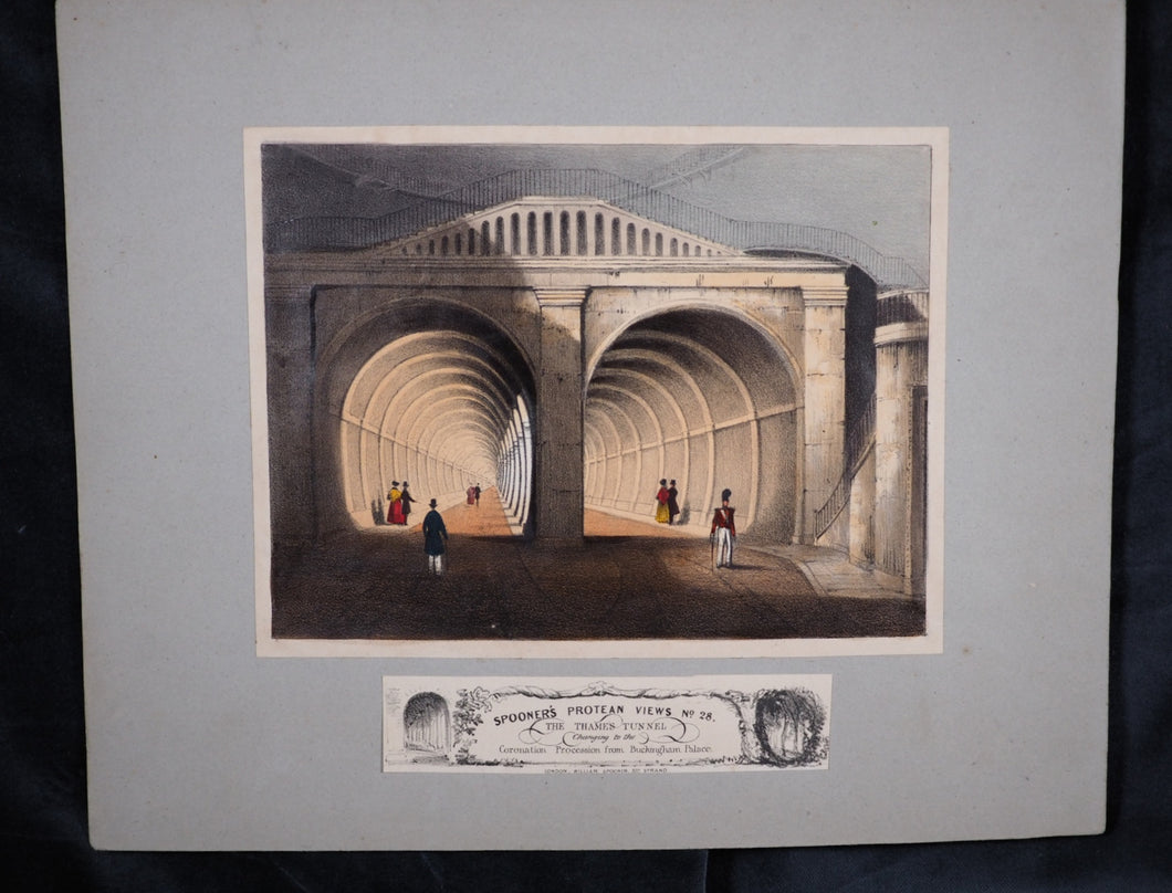 Spooner's Protean Views No. 28. The Thames Tunnel. Changing to the Coronation Procession from Buckingham Palace.  London. W. Spooner. 377, Strand.