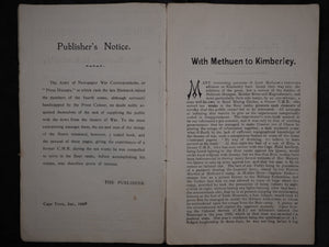 With Methuen to Kimberley : the advance reviewed by an eyewitness.  N.J. Gillet, Cape Town, [1900]