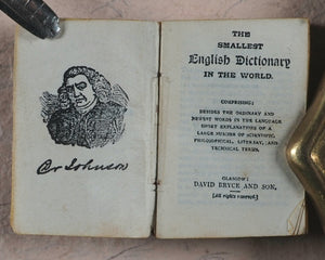 Smallest English Dictionary in the World. Bryce, David & Son. Glasgow. Circa 1896.>>Scarce miniature promo for world's largest bookshop in 1896<<