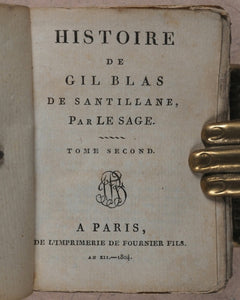 Le Sage, Alain René. Histoire de Gil Blas de Santillane. Fournier Fils. Rue des Rats. No. 3, près celle Galande. Paris 1804.