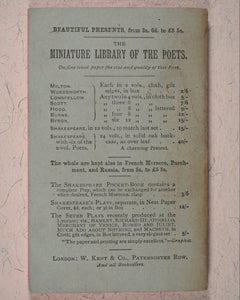 Miniature Library of the Poets. W. Kent and Co. Paternoster Row. London. [1880].