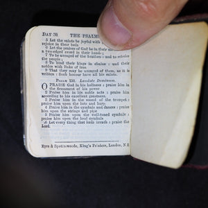 Book of Common Prayer and Administration of the Holy Communion According to the Use of the Church of England. Eyre & Spottiswoode Bible Warehouse Limited. 23, Paternoster Row, E.C. London, Edinburgh and New York. [1900].  Silver plaque.