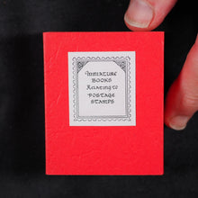 Load image into Gallery viewer, Levitan, Kalman. Miniature Books relating to Postage Stamps. Two volumes. 1983. with, Soliloquy of a Postage Stamp by Ernest W. Brady. Keepsake for Friends. 6 printed pages. 1978. Black Cat Press. Skokie. Illinois. Dos-a-dos-a-dos binding.
