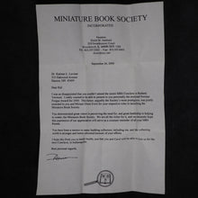 Load image into Gallery viewer, Levitan, Kalman L. Norman Forgue Award. Sanford, Donn W. Miniature Book Society. 2000. Presented to Kalman L. Levitan [and to Miriam Owen Irwin].
