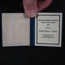 Load image into Gallery viewer, Levitan, Kalman L. Norman Forgue Award. Sanford, Donn W. Miniature Book Society. 2000. Presented to Kalman L. Levitan [and to Miriam Owen Irwin].
