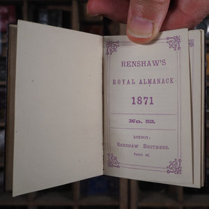 Renshaw's Royal Almanack for 1871. >>RARE ROYAL MINIATURE ALMANAC<< Publication Date: 1870 CONDITION: NEAR FINE