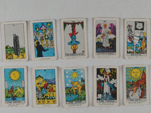 Load image into Gallery viewer, World's Tiniest Tarot Card Set. Complete Deck of 78 Cards. Merrimack Publishing Corp. 85 Fifth Ave.N.Y.10003. No.1960S. Printed in Hong Kong. [1968/9]
