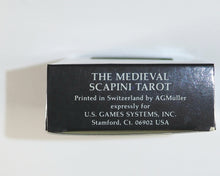 Load image into Gallery viewer, Medieval Scapini Tarot. Luigi Scapini. U.S. Games Systems Inc. SM78. Printed in Switzerland by A.G. Muller. 1985. ISBN 0880790318.
