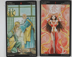 Manga Tarot. Riccardo Minetti. Artwork by Anna Lazzarinin. Lo Scarabeo, Torino. 2006. ISBN 9788883955273.