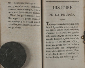 Conversations d'une Petite Fille avec sa Poupée, suivies de l'Histoire de la Poupée; Mme. de Renneville. Ouvrage orné de onze gravures. Troisième édition. Paris. Ledentu, Librairie, Quai des Augustins, No. 31. 1822.