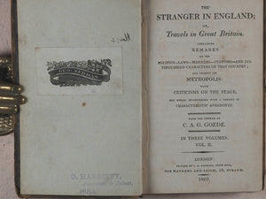 Stranger in England; or, Travels in Great Britain. From the German of C.A.G. Goede. Printed for J.G. Barnard for Mathews and Leigh. 1807.