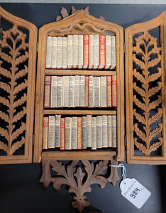 Forty Shakespeare Miniatures contained in an art nouveau gated hanging wooden bookcase. Glasgow, David Bryce and Son, and New York, Frederick A. Stokes Company,     1915 (MCMIV). Edited by 1. Talford Blair