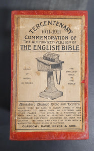 Chained Bible in Original Box (c. 1901)        The Holy Bible Containing the Old and New Testaments. Published by David Bryce and Son, Glasgow. 1901.
