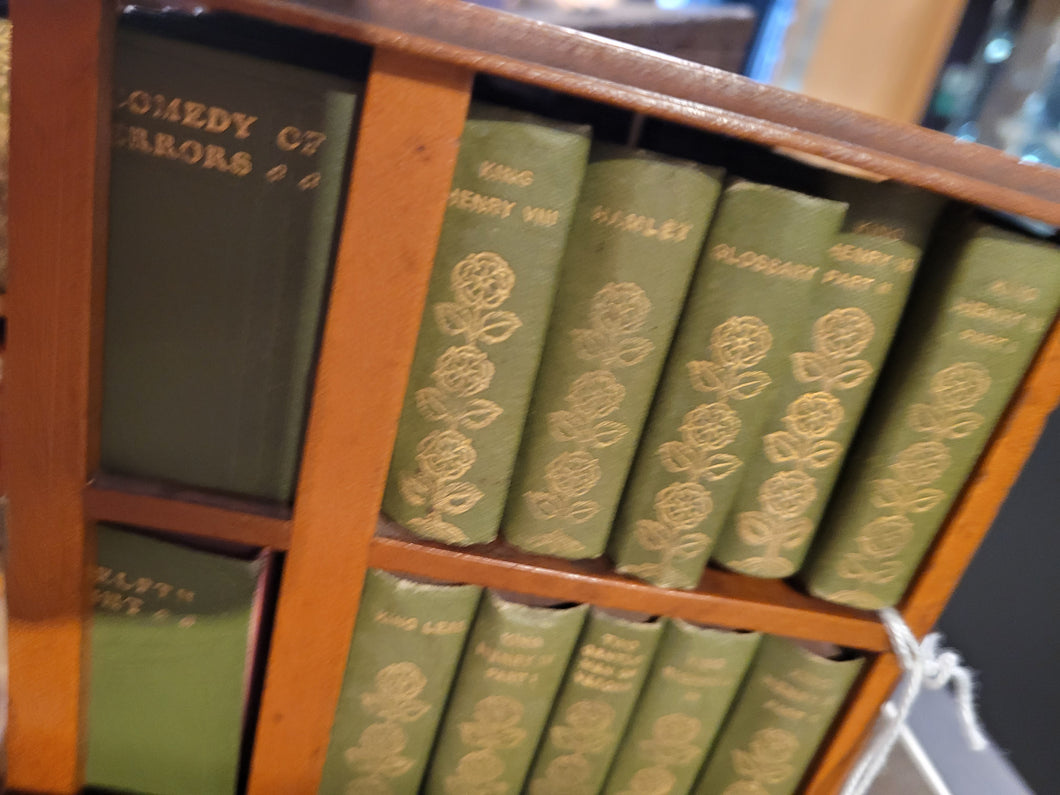 SHAKESPEARE, WILLIAM Complete Works. (c. 1904) [Large revolving bookcase] Glasgow & NY David Bryce and Son (1904) Forty volumes.