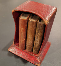 Load image into Gallery viewer, SMALL SET OF 4 SHAKESPEARE&#39;S IN A RED BUCKRAM COVERED     VERTICAL CASE. C 1904.
