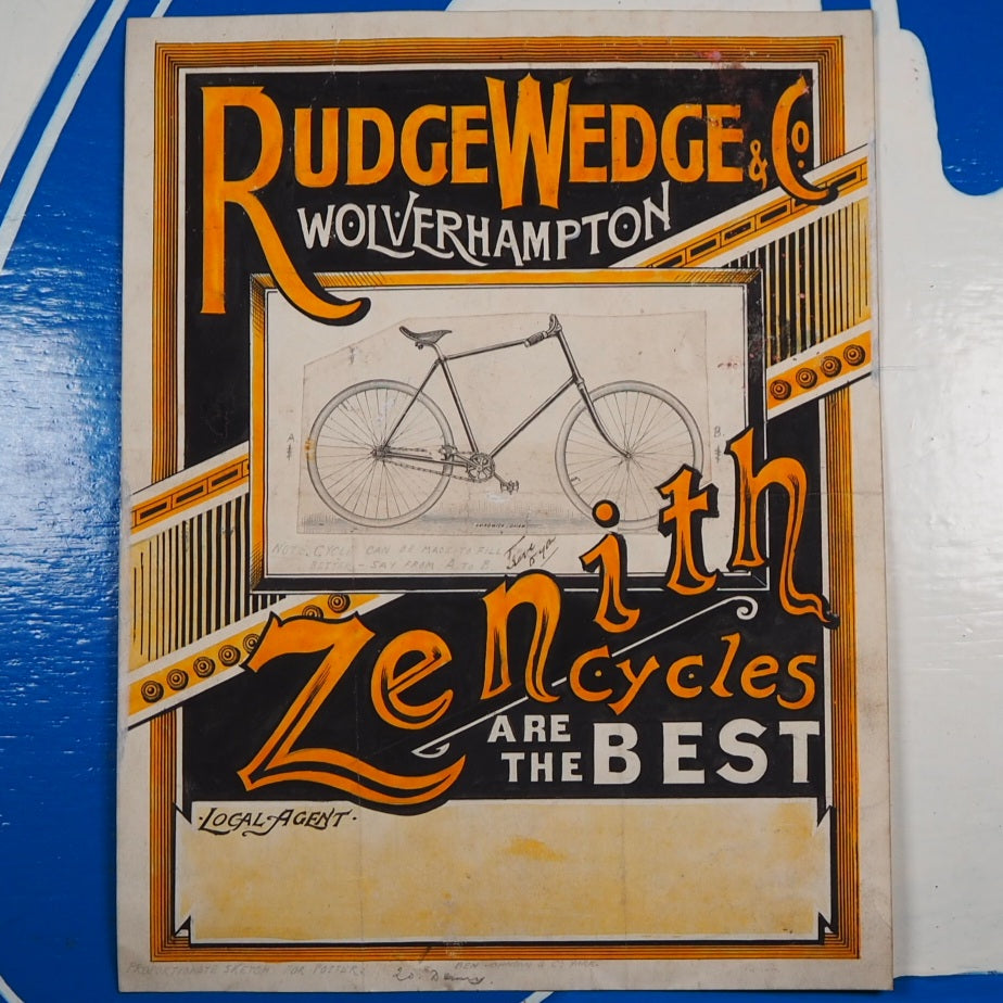 Zenith Cycles ARE THE BEST.>>ORIGINAL CYCLE POSTER ADVERT ARTWORK<< Publication Date: 1892 Condition: Very Good