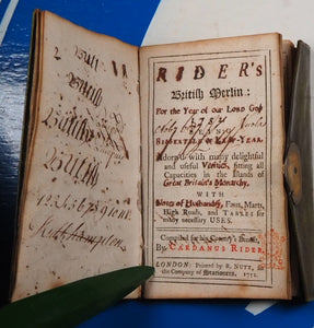 Rider's British Merlin : for the year of our Lord God 1752. Compiled for his Country's Benefit, by Cardanus Rider. Publication Date: 1752 Condition: Good