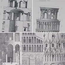 Load image into Gallery viewer, Set of 5 ENGRAVINGS OF THE LEANING TOWER or CAMPANILE , PISA CATHEDRAL &amp; PISA BAPTISTRY from] Architecture of the Middle Ages in Italy. GEORGE LEDWELL TAYLOR &amp; EDWARD CRESY (Architectural Draughtsman). JAMES CARTER (Engraver) Publication Date: 1829
