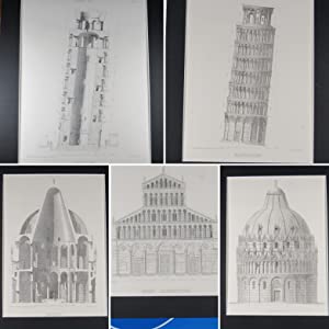 Set of 5 ENGRAVINGS OF THE LEANING TOWER or CAMPANILE , PISA CATHEDRAL & PISA BAPTISTRY from] Architecture of the Middle Ages in Italy. GEORGE LEDWELL TAYLOR & EDWARD CRESY (Architectural Draughtsman). JAMES CARTER (Engraver) Publication Date: 1829